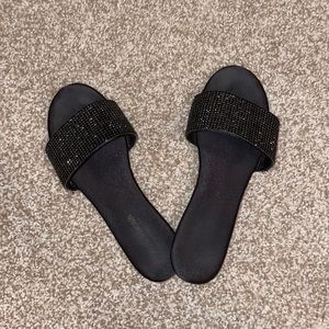 Sparkly black slides